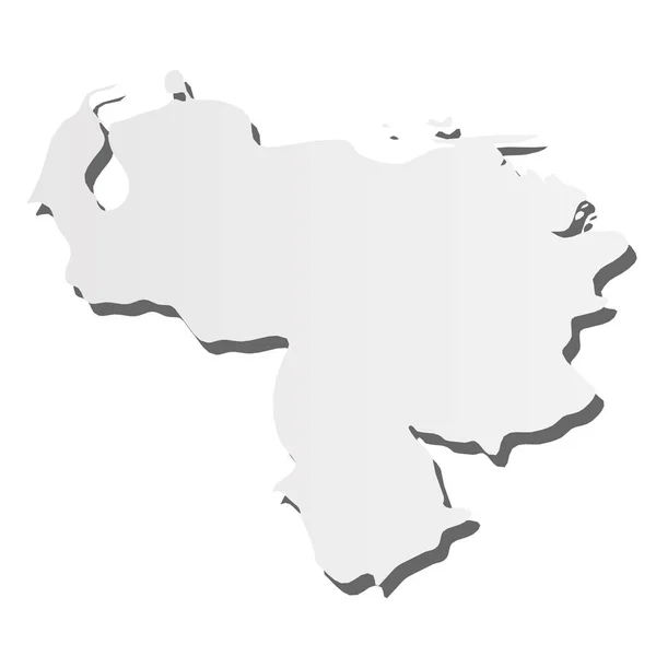 Venezuela - mapa de silueta gris similar a 3d de la zona del país con sombra caída. Ilustración simple vector plano — Vector de stock
