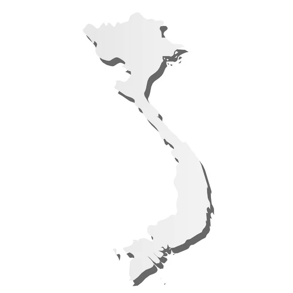 Vietnam - silhouette grigia 3d-like mappa della zona di campagna con ombra calata. Semplice illustrazione vettoriale piatta — Vettoriale Stock