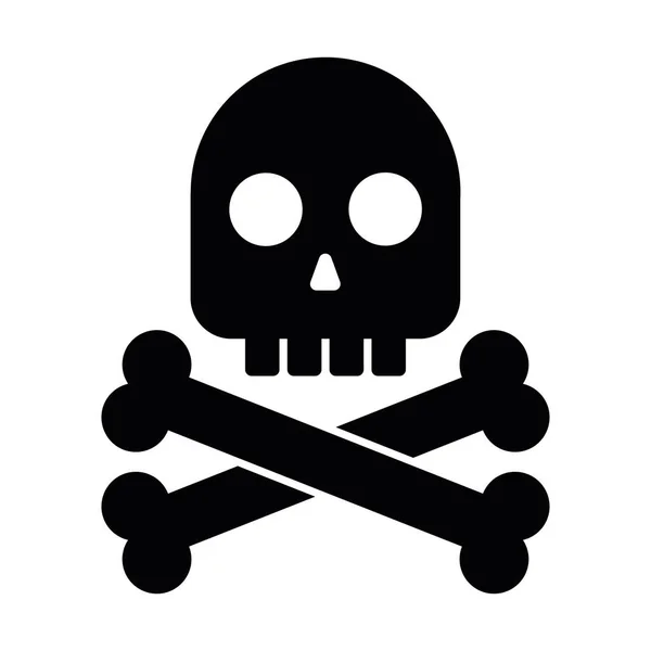 Чорний череп з схрещеними кістками. Символ небезпеки, смерті, отрути, ризику чи піратів. Проста піктограма плоского вектора — стоковий вектор