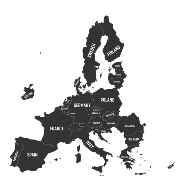 Πολιτικός χάρτης 27 κρατών μελών της Ευρωπαϊκής Ένωσης, της ΕΕ μετά το brexit το 2020. Απλή επίπεδη διανυσματική απεικόνιση — Διανυσματικό Αρχείο