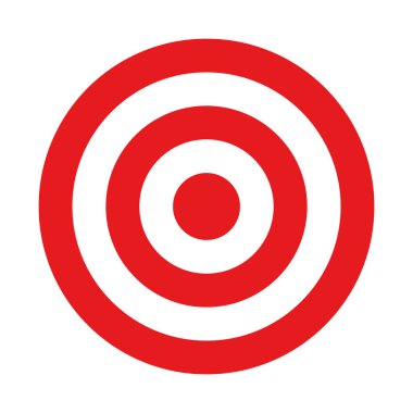 Red and white target. Hunting, shooting sport or achievement symbol. Simple vector icon clipart