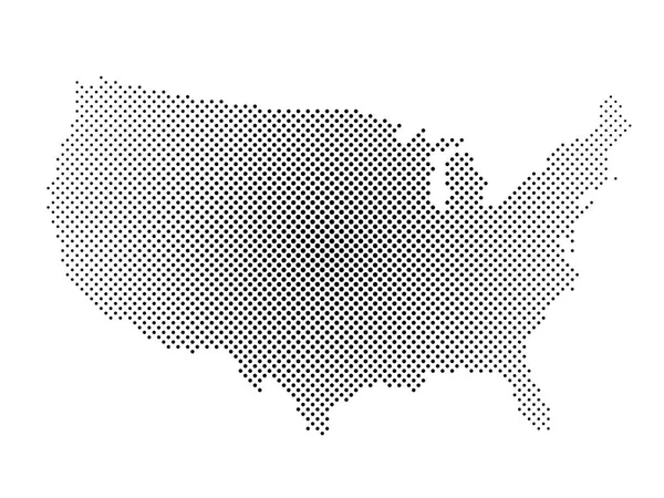 Estados Unidos da América. Mapa de meio-tom pontilhado dos EUA. Ilustração simples do vetor plano — Vetor de Stock