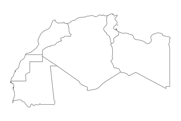 Carte des pays du Maghreb - États de l'Afrique du Nord. Illustration vectorielle — Image vectorielle