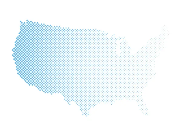 Ηνωμένες Πολιτείες της Αμερικής. Dotted halftone χάρτη της Usa. Απλή επίπεδη διανυσματική απεικόνιση — Διανυσματικό Αρχείο