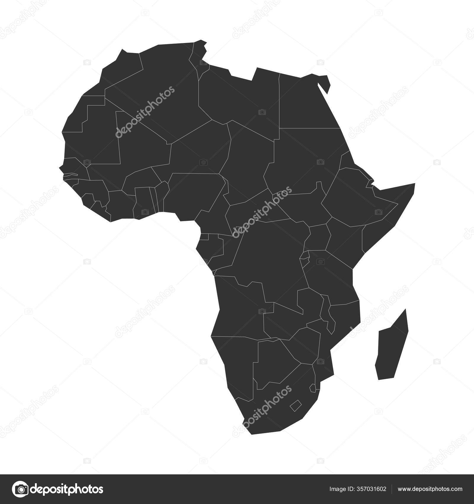 아프리카의 빈 회색 정치 지도입니다. 벡터 일러스트 스톡 벡터 - ©pyty 357031602, image size:1600x1700