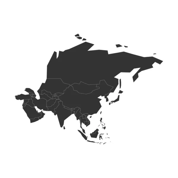 Blank grå politisk karta över Asien. Vektorillustration — Stock vektor