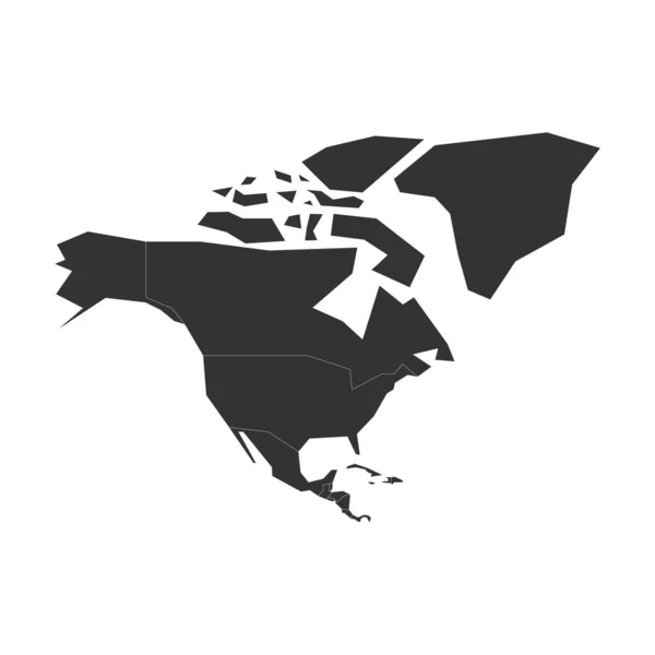 Mapa político gris en blanco de América del Norte. Ilustración vectorial — Vector de stock