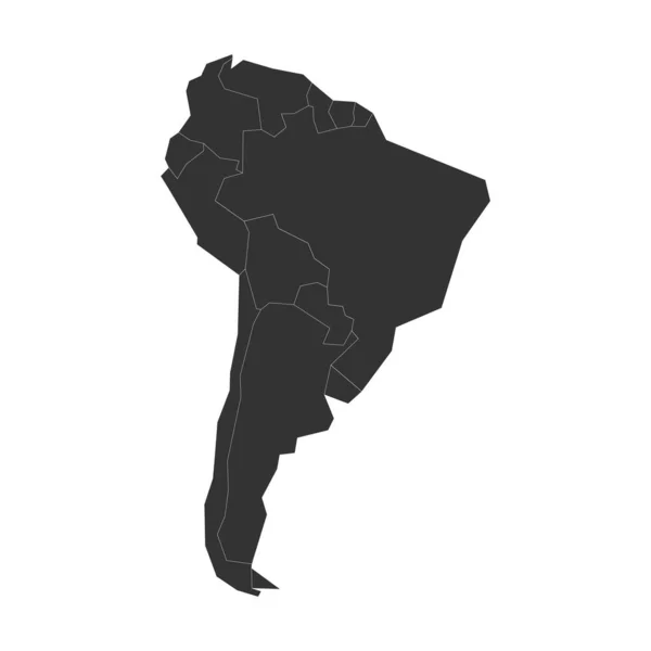 Чорна сіра політична карта Південної Америки. Приклад вектора — стоковий вектор