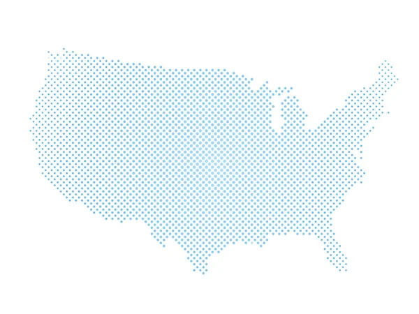Estados Unidos de América. Mapa semitono punteado de USA. Ilustración simple vector plano — Vector de stock