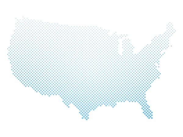 Estados Unidos de América. Mapa semitono punteado de USA. Ilustración simple vector plano — Vector de stock