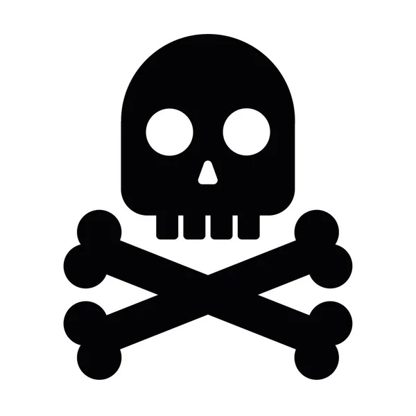 Чорний череп з схрещеними кістками. Символ небезпеки, смерті, отрути, ризику чи піратів. Проста піктограма плоского вектора — стоковий вектор