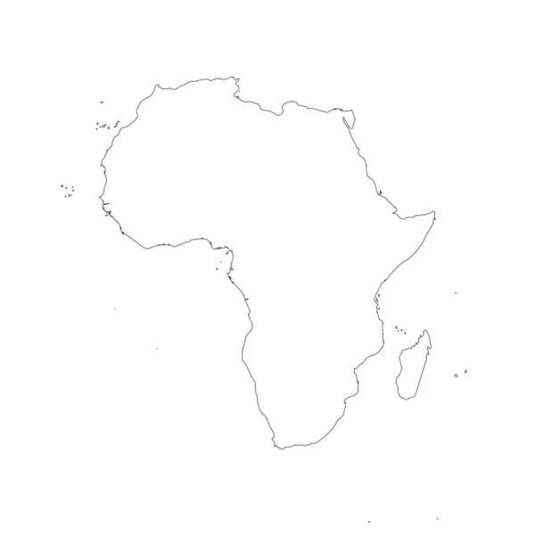 Afrique mince carte contour noir. Carte de contour du continent. Illustration vectorielle plate simple — Image vectorielle