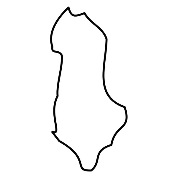 Arnavutluk - ülke sınırının katı siyah çizgili haritası. Basit düz vektör çizimi — Stok Vektör