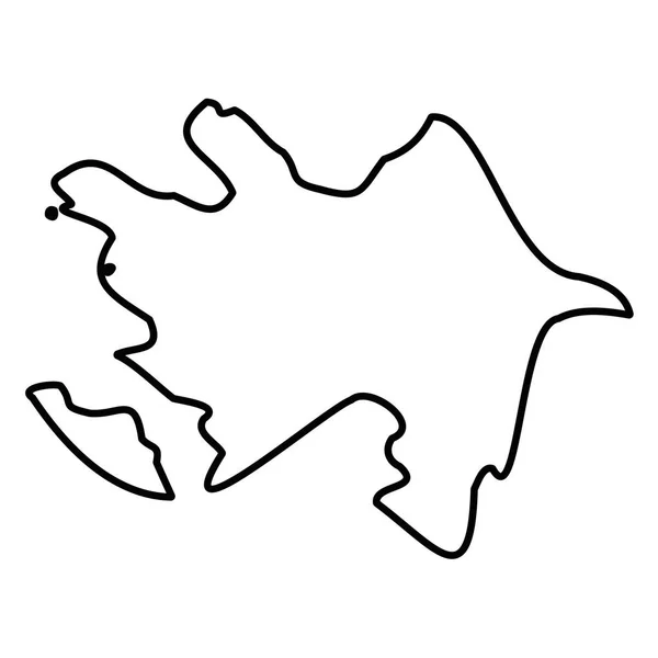 Azerbaiyán - contorno negro sólido mapa fronterizo de la zona del país. Ilustración simple vector plano — Vector de stock