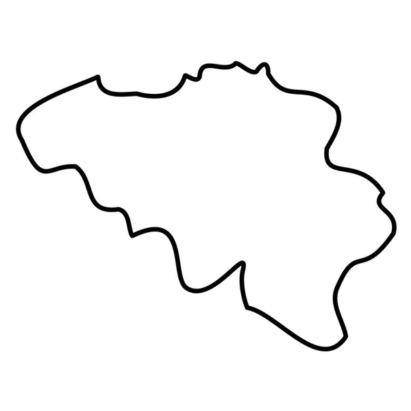 Belgia - Peta perbatasan garis hitam padat dari wilayah negara tersebut. Ilustrasi vektor rata sederhana - Stok Vektor