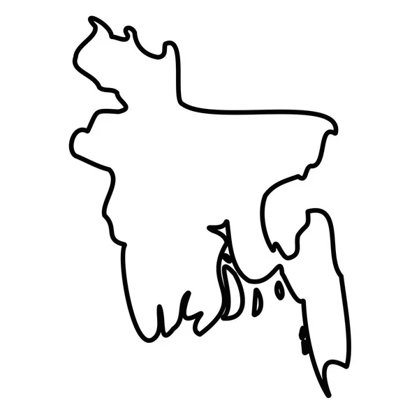 Bangladesh - mapa de contorno de fronteira preto sólido da área do país. Ilustração simples do vetor plano — Vetor de Stock