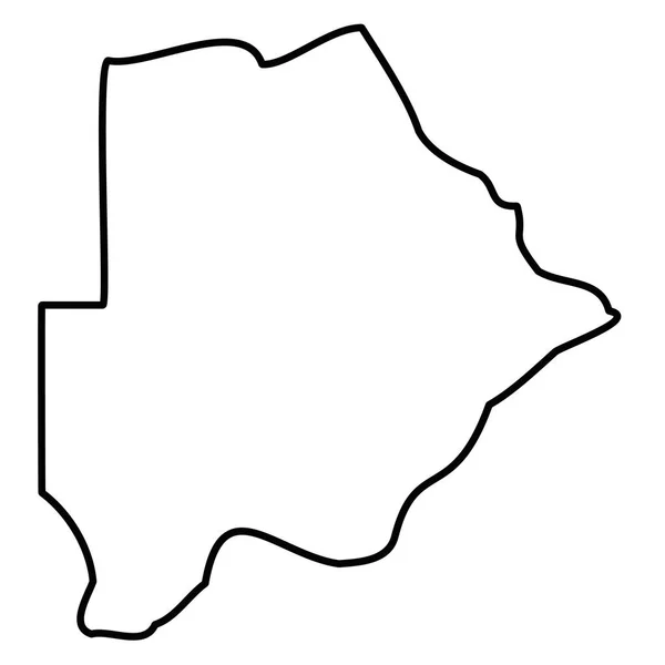 Botswana - contorno negro sólido mapa fronterizo de la zona del país. Ilustración simple vector plano — Archivo Imágenes Vectoriales