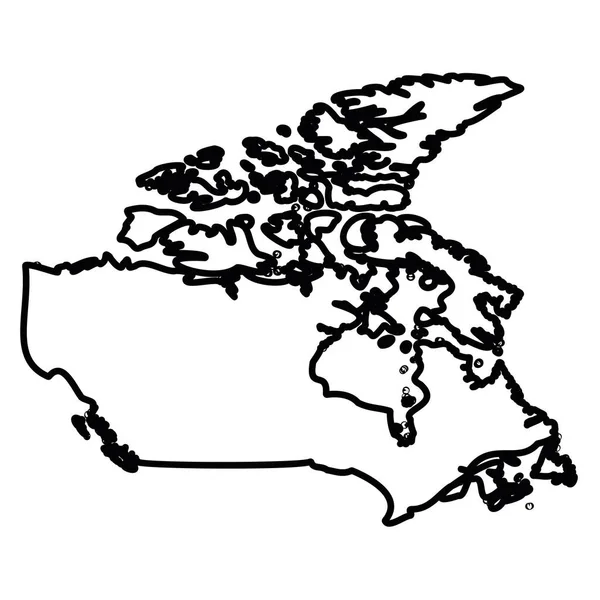 Канада - сплошная черная очерченная граничная карта территории страны. Простая плоская векторная иллюстрация — стоковый вектор