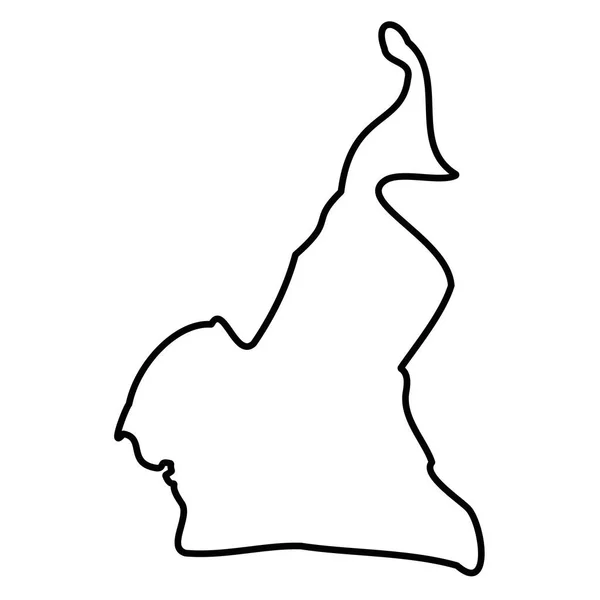 Camerún - contorno negro sólido mapa fronterizo de la zona del país. Ilustración simple vector plano — Vector de stock