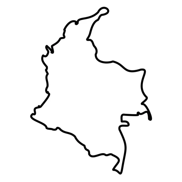 Colombia - contorno negro sólido mapa fronterizo de la zona del país. Ilustración simple vector plano — Vector de stock