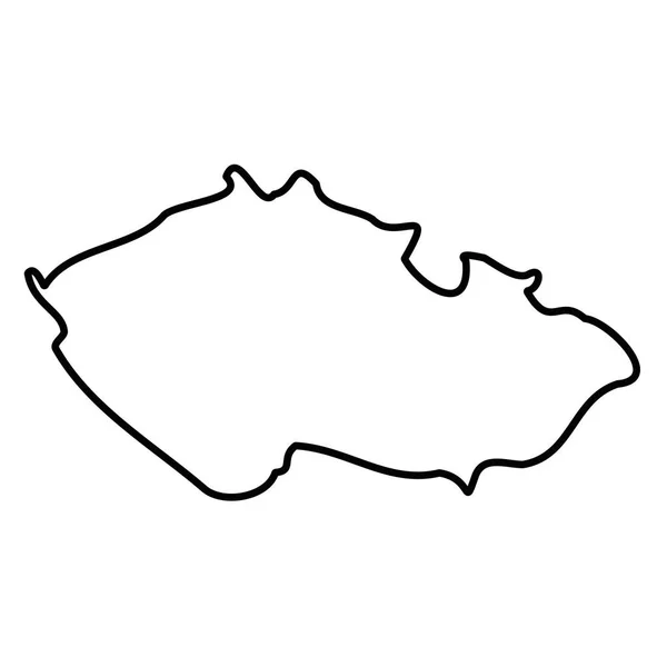 Republik Ceko - peta perbatasan garis hitam padat dari wilayah negara tersebut. Ilustrasi vektor rata sederhana - Stok Vektor
