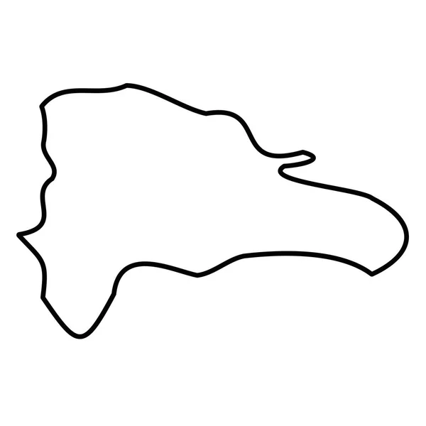 República Dominicana - contorno negro sólido mapa fronterizo de la zona del país. Ilustración simple vector plano — Vector de stock