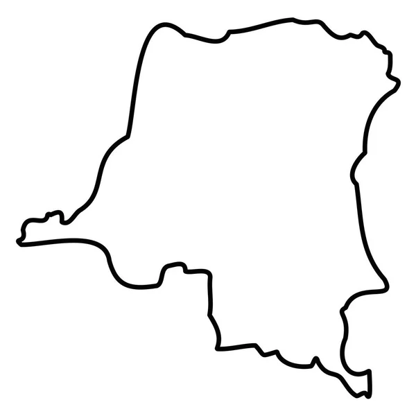 República Democrática del Congo - contorno negro sólido mapa fronterizo de la zona del país. Ilustración simple vector plano — Archivo Imágenes Vectoriales