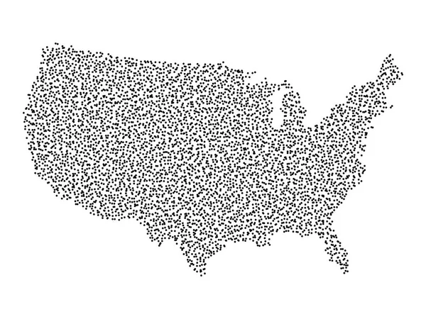 Förenta staterna. Prickad halftonkarta över Usa. Enkel platt vektor illustration — Stock vektor