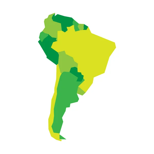 Mappa politica infografica molto semplificata del Sud America. Semplice illustrazione geometrica vettoriale — Vettoriale Stock