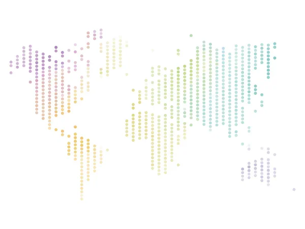 Mapa pontilhado do Mundo. Projeto colorido do meio-tom. Ilustração simples do vetor plano — Vetor de Stock