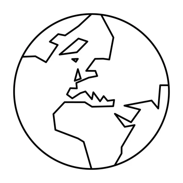 Упрощенный очертания земной шар с картой мира сосредоточены на Европе. Векторная иллюстрация — стоковый вектор