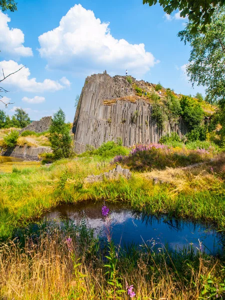Čedičové varhanní trubky Panské skaly u Kamenického Senova, Česká republika — Stock fotografie