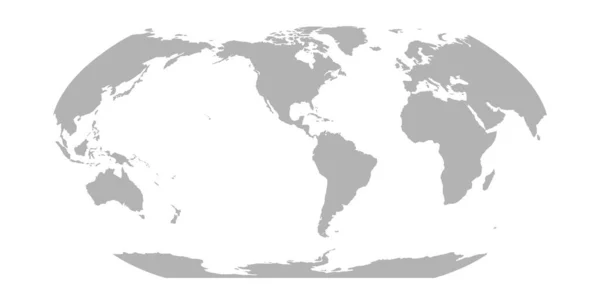 Mapa světa v Robinsonově projekci. Americké střed. Silná šedá silueta země. Vektorová ilustrace — Stockový vektor