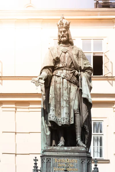 Statue of Charles IV at Charles Bridge, Old Town of Prague, Czech Republic — Stock Photo, Image