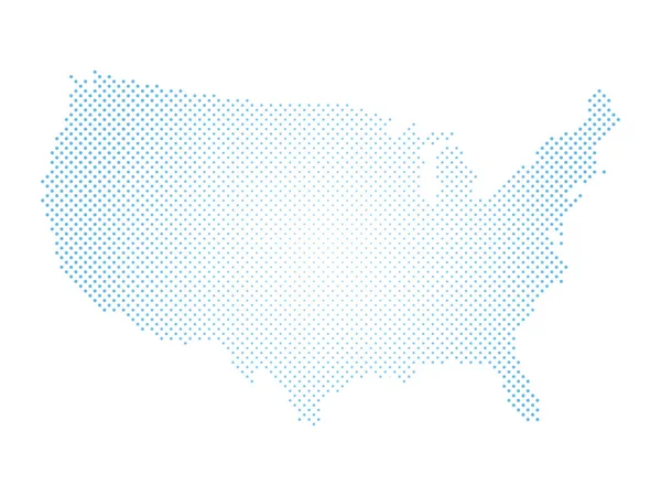 Estados Unidos de América. Mapa semitono punteado de USA. Ilustración simple vector plano — Vector de stock