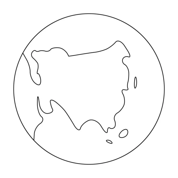 Zjednodušený obrys Země s mapou světa zaměřenou na Asii. Vektorová ilustrace — Stockový vektor