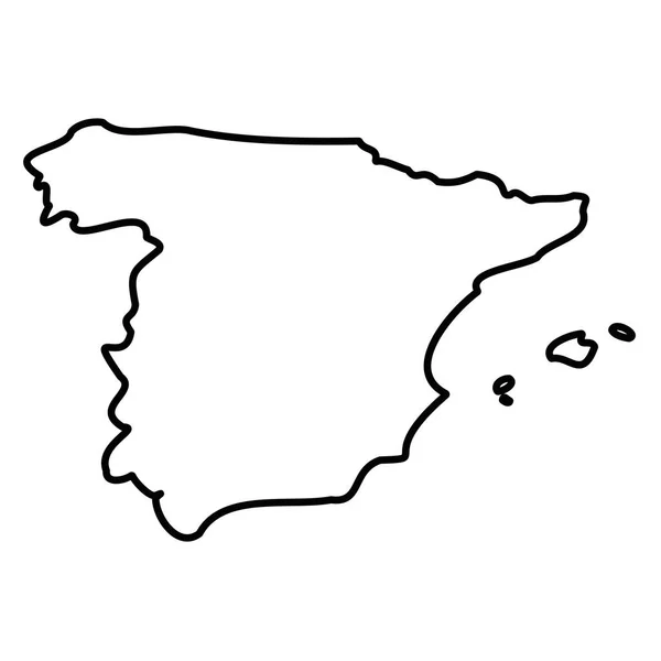 Espanha - mapa de contorno de fronteira preto sólido da área do país. Ilustração simples do vetor plano — Vetor de Stock