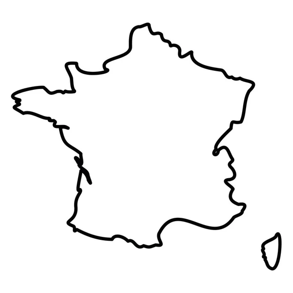 Francia - contorno negro sólido mapa fronterizo de la zona del país. Ilustración simple vector plano — Vector de stock