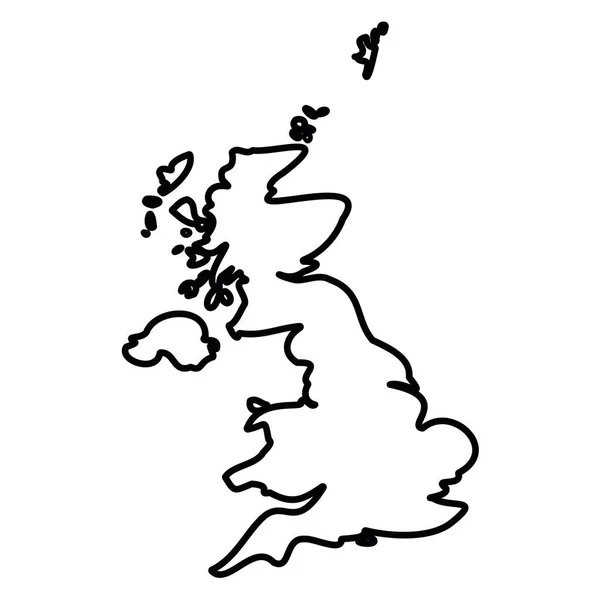 Regno Unito di Gran Bretagna e Irlanda del Nord, Regno Unito - solida mappa nera di confine dell'area del paese. Semplice illustrazione vettoriale piatta — Vettoriale Stock