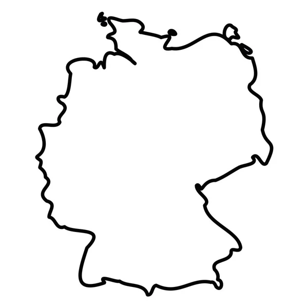 Alemania - contorno negro sólido mapa fronterizo de la zona del país. Ilustración simple vector plano — Archivo Imágenes Vectoriales