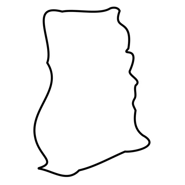 Ghana - contorno negro sólido mapa fronterizo de la zona del país. Ilustración simple vector plano — Archivo Imágenes Vectoriales