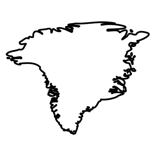 Groenlandia - contorno negro sólido mapa fronterizo de la zona del país. Ilustración simple vector plano — Vector de stock