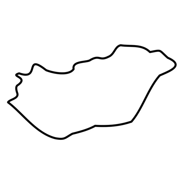 Hungría - contorno negro sólido mapa fronterizo de la zona del país. Ilustración simple vector plano — Archivo Imágenes Vectoriales