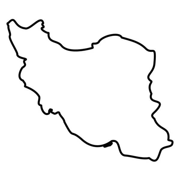 Irán - contorno negro sólido mapa fronterizo de la zona del país. Ilustración simple vector plano — Vector de stock