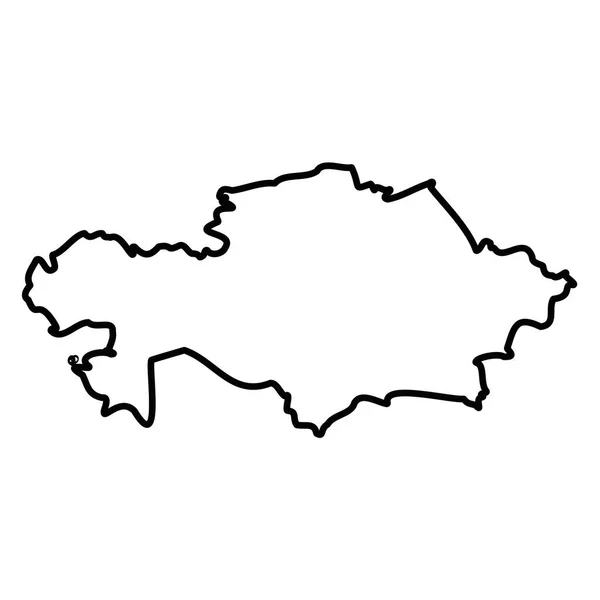 Kazajstán - contorno negro sólido mapa fronterizo de la zona del país. Ilustración simple vector plano — Archivo Imágenes Vectoriales
