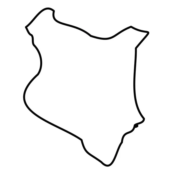 Kenia - contorno negro sólido mapa fronterizo de la zona del país. Ilustración simple vector plano — Archivo Imágenes Vectoriales