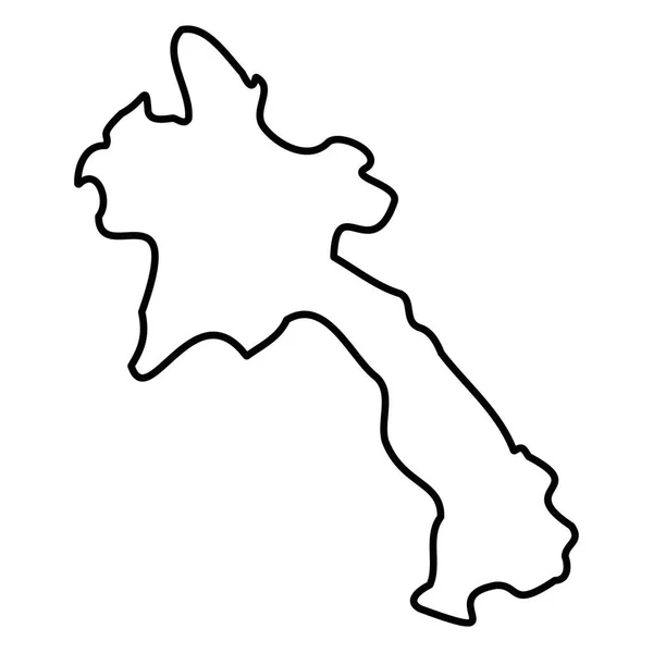 Лаос - сплошная черная очерченная пограничная карта территории страны. Простая плоская векторная иллюстрация — стоковый вектор