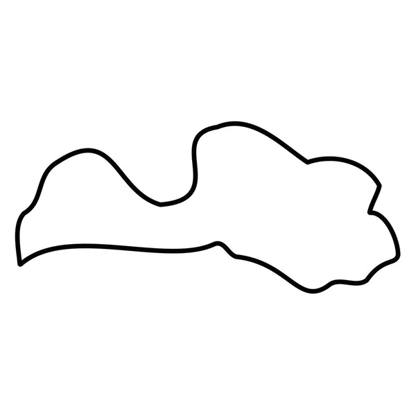 Letonia - contorno negro sólido mapa fronterizo de la zona del país. Ilustración simple vector plano — Vector de stock