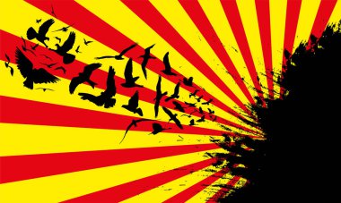 Geometrik ışınlarla uçan kuşların vuruşları