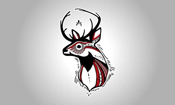 Aesthetic Deer Head Profile Sticker — Stock Vector
